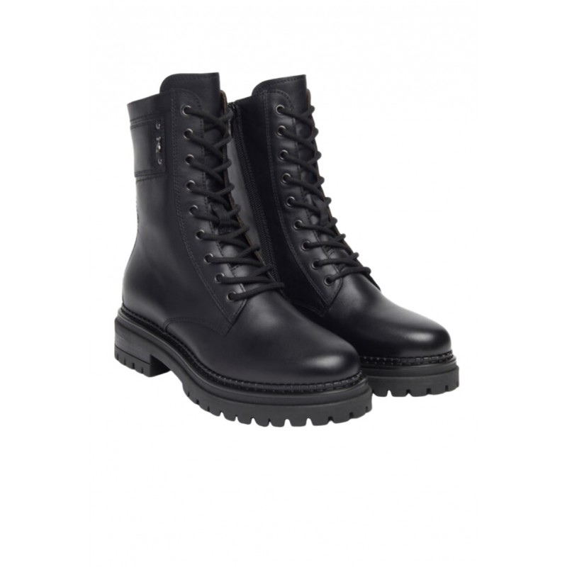 Bota militar piel negra